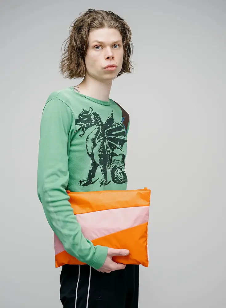 Susan Bijl Susan Bijl - the new pouch large - orange & pink panther