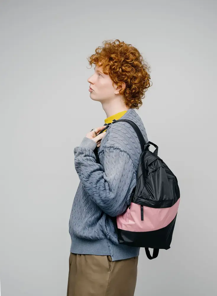 Susan Bijl Susan Bijl - the new foldable backpack medium - black & pink panther