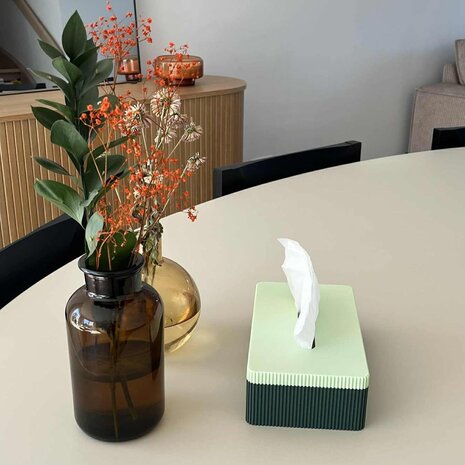 Wavy Wavy - tissuebox - muted green/mint matt