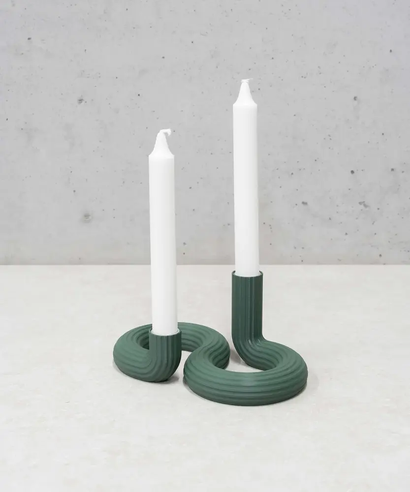 Wavy Wavy - kandelaar double - highland green Wavy Wavy - kandelaar double - highland green