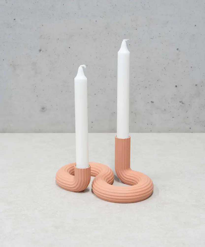 Wavy Wavy - kandelaar double - sandy blush