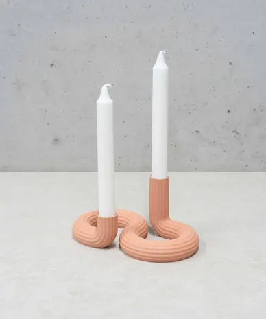 Wavy Wavy - kandelaar double - sandy blush