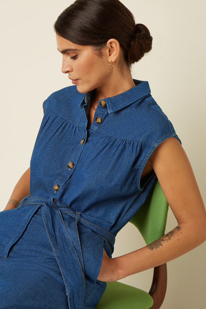 King Louie King Louie - amy jumpsuit chambray - denim blue King Louie King Louie - amy jumpsuit chambray - denim blue