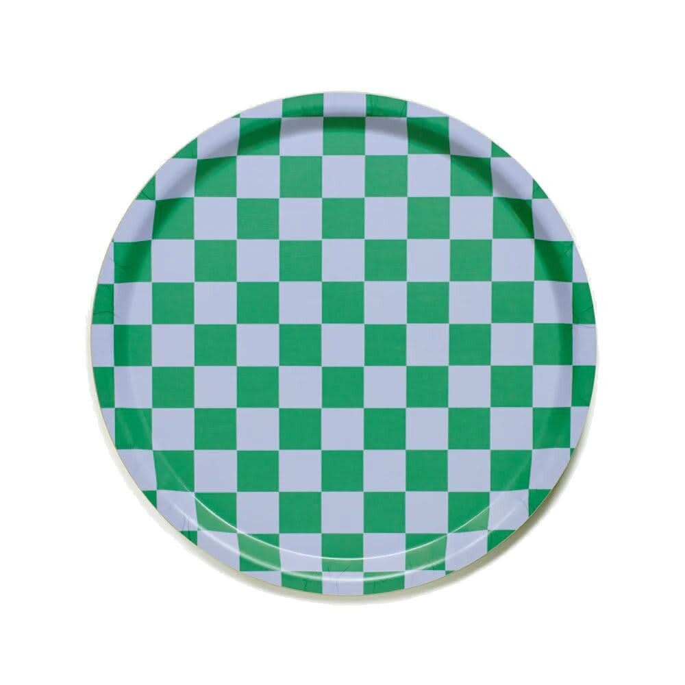Blu Kat Blu kat - dienblad rond - grass/sky check (31 cm) Blu Kat Blu kat - dienblad rond - grass/sky check (31 cm)