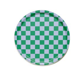 Blu Kat Blu kat - dienblad rond - grass/sky check (31 cm) Blu Kat Blu kat - dienblad rond - grass/sky check (31 cm)