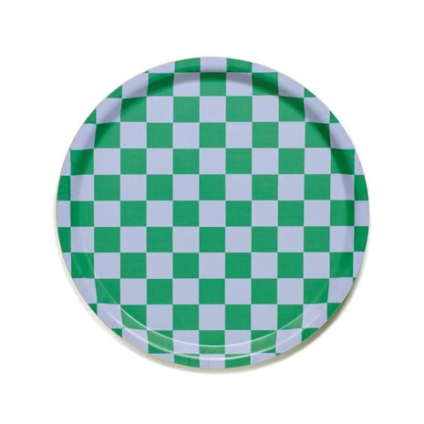 Blu Kat Blu kat - dienblad rond - grass/sky check (31 cm) Blu Kat Blu kat - dienblad rond - grass/sky check (31 cm)
