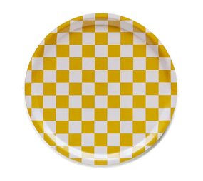 Blu Kat Blu kat - dienblad rond - mustard check (31 cm)
