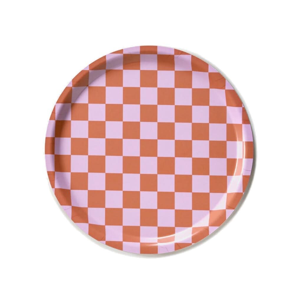 Blu Kat Blu kat - dienblad rond - orange/pink check (31 cm)