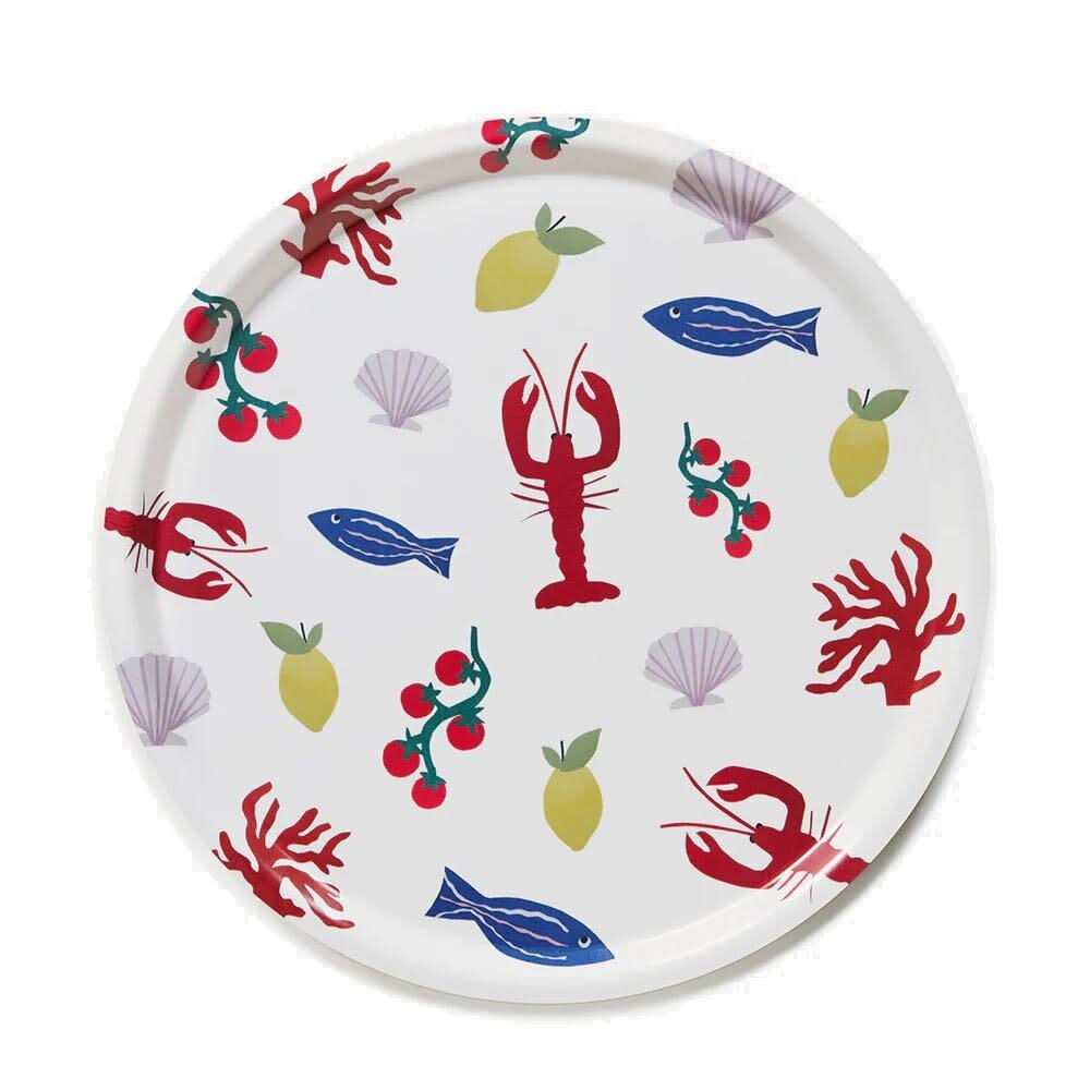 Blu Kat Blu kat - dienblad rond - seaside lunch (38 cm)