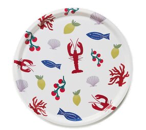 Blu Kat Blu kat - dienblad rond - seaside lunch (38 cm)