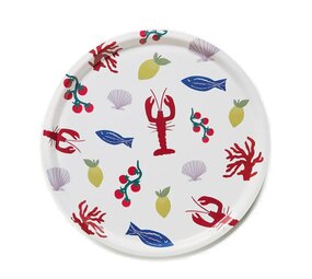 Blu Kat Blu kat - dienblad rond - seaside lunch (38 cm)