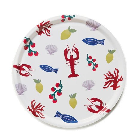 Blu Kat Blu kat - dienblad rond - seaside lunch (38 cm)