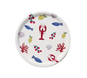 Blu Kat Blu kat - dienblad rond - seaside lunch (31 cm) Blu Kat Blu kat - dienblad rond - seaside lunch (31 cm)