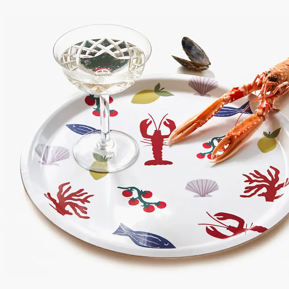 Blu Kat Blu kat - dienblad rond - seaside lunch (38 cm)