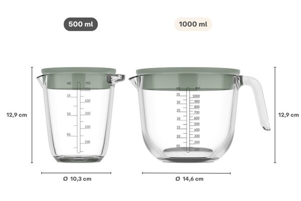 Mepal Mepal - chef it maatbeker glas met deksel 1000 ml - coral