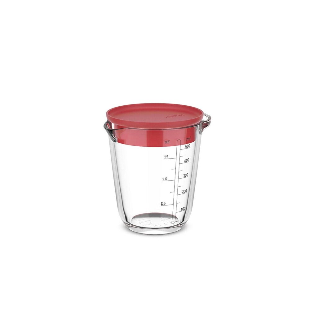 Mepal Mepal - chef it maatbeker glas met deksel 500 ml - coral Mepal Mepal - chef it maatbeker glas met deksel 500 ml - coral