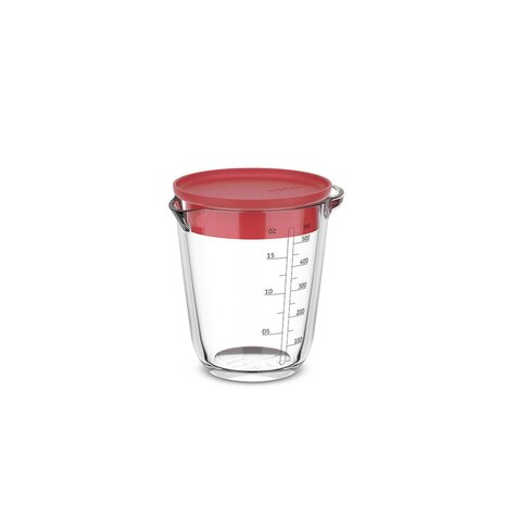 Mepal Mepal - chef it maatbeker glas met deksel 500 ml - coral Mepal Mepal - chef it maatbeker glas met deksel 500 ml - coral