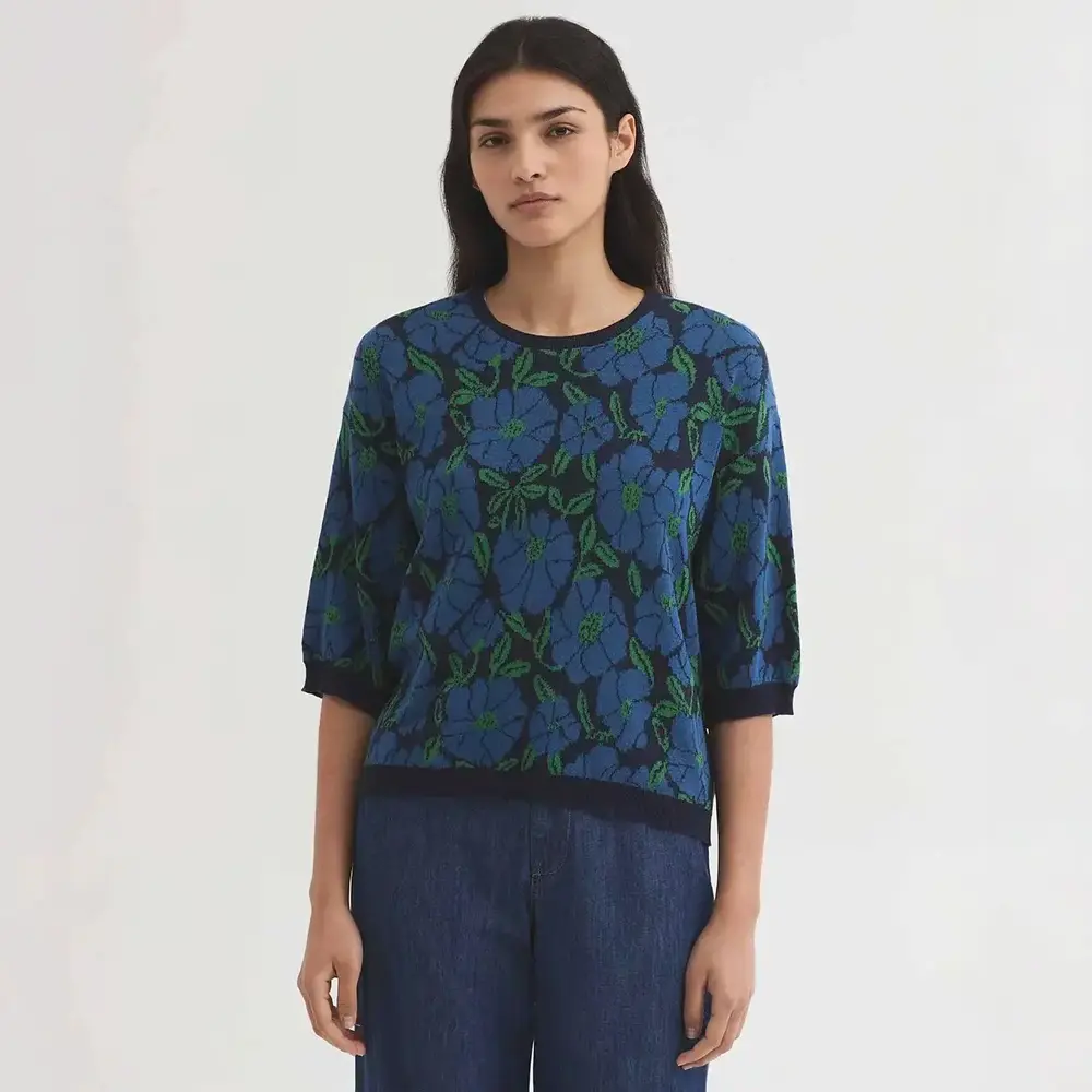 Nice Things Nice Things - sweater floral jacquard - navy