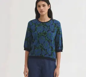 Nice Things Nice Things - sweater floral jacquard - navy