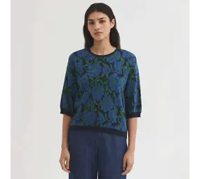 Nice Things Nice Things - sweater floral jacquard - navy