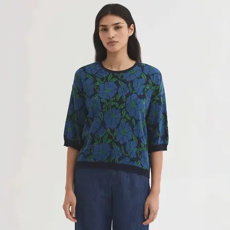 Nice Things Nice Things - sweater floral jacquard - navy