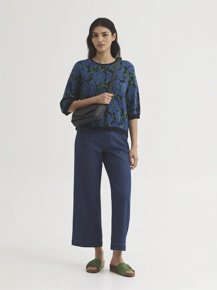 Nice Things Nice Things - sweater floral jacquard - navy