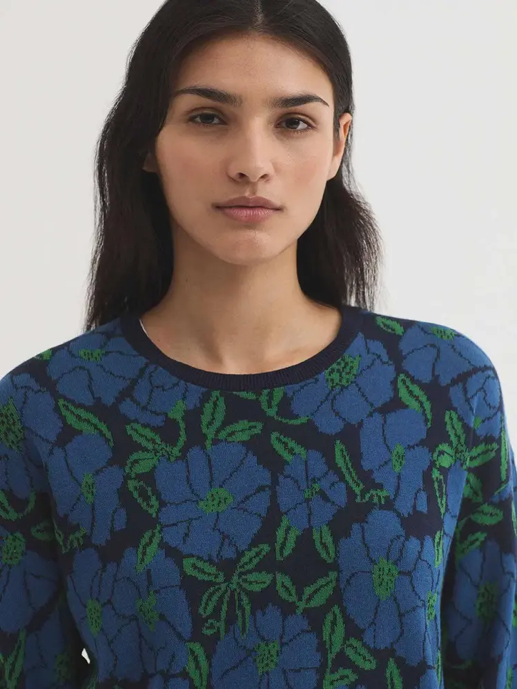 Nice Things Nice Things - sweater floral jacquard - navy