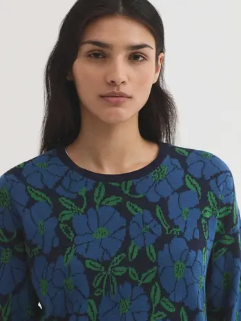 Nice Things Nice Things - sweater floral jacquard - navy