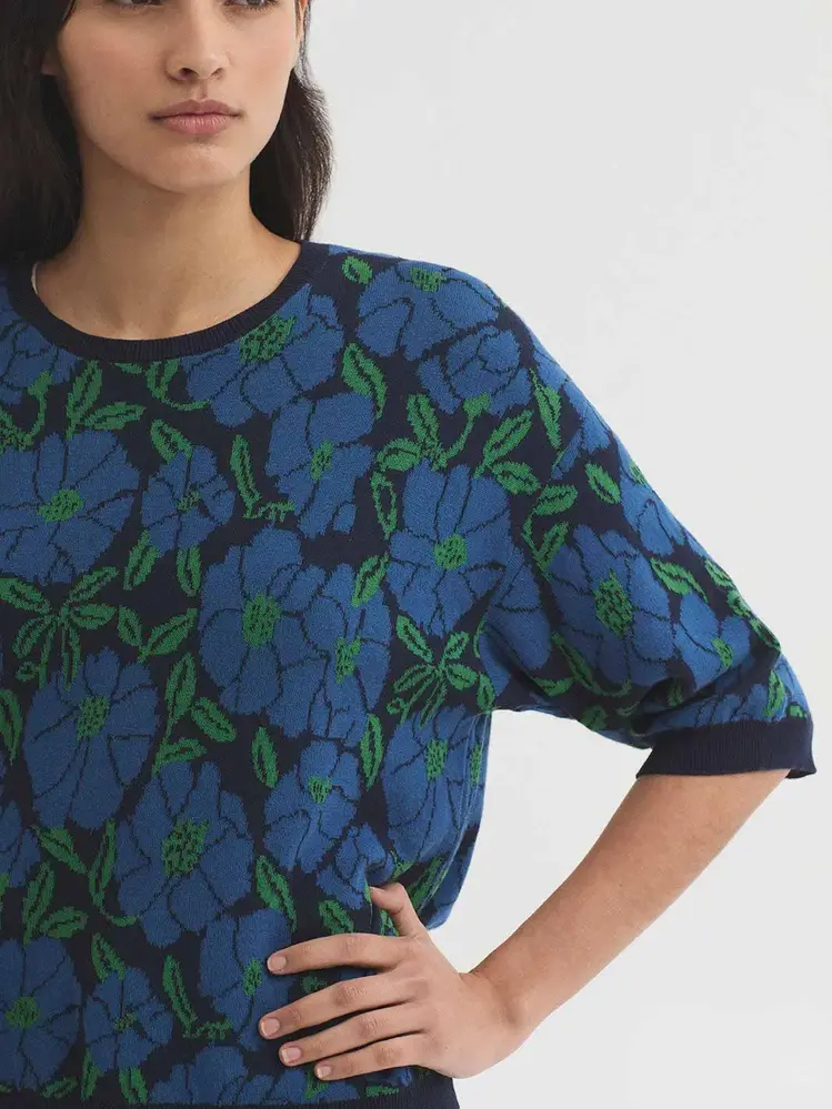Nice Things Nice Things - sweater floral jacquard - navy