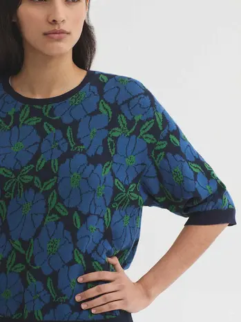 Nice Things Nice Things - sweater floral jacquard - navy
