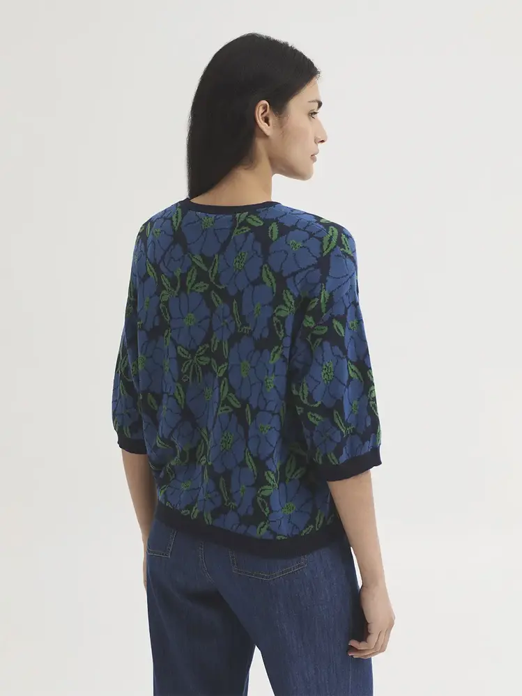 Nice Things Nice Things - sweater floral jacquard - navy