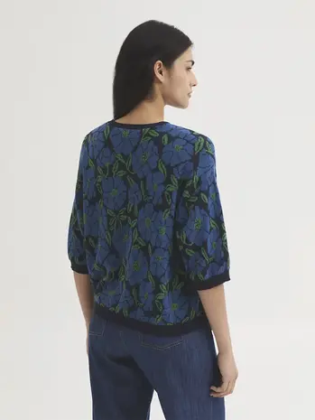 Nice Things Nice Things - sweater floral jacquard - navy