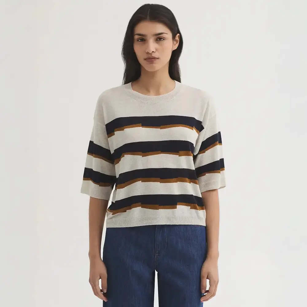 Nice Things Nice Things - sweater broken stripes - navy