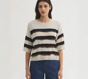 Nice Things Nice Things - sweater broken stripes - navy