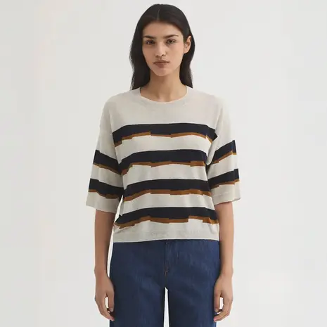 Nice Things Nice Things - sweater broken stripes - navy