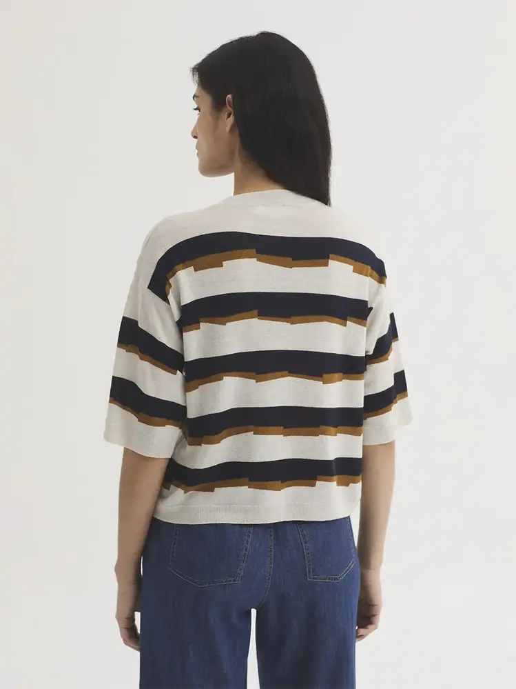 Nice Things Nice Things - sweater broken stripes - navy