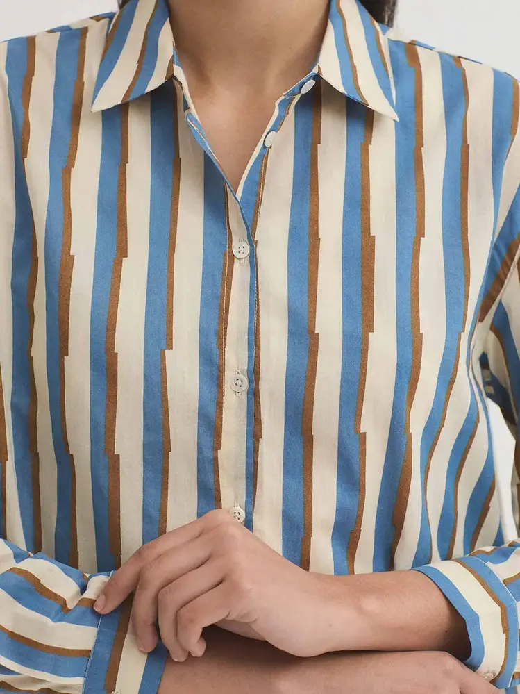 Nice Things Nice Things - basic shirt (93) broken stripes - light pink