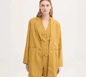 Nice Things Nice Things - linen coat pinstripe - dark yellow