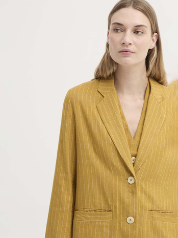 Nice Things Nice Things - linen coat pinstripe - dark yellow