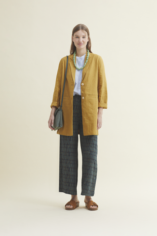 Nice Things Nice Things - linen coat pinstripe - dark yellow