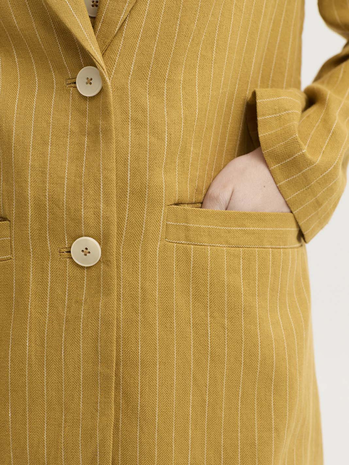 Nice Things Nice Things - linen coat pinstripe - dark yellow