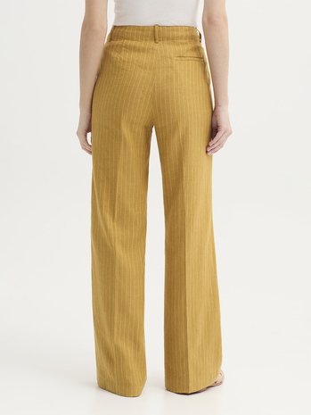 Nice Things Nice Things - linen trousers pinstripe - dark yellow