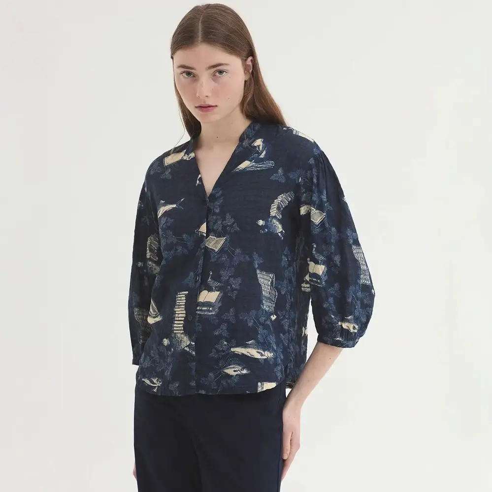 Nice Things Nice Things - shirt midsummer books - navy