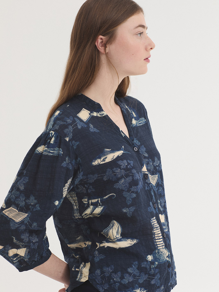 Nice Things Nice Things - shirt midsummer books - navy