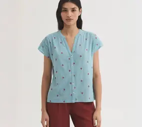 Nice Things Nice Things - blouse diamond embroidery - light turquoise