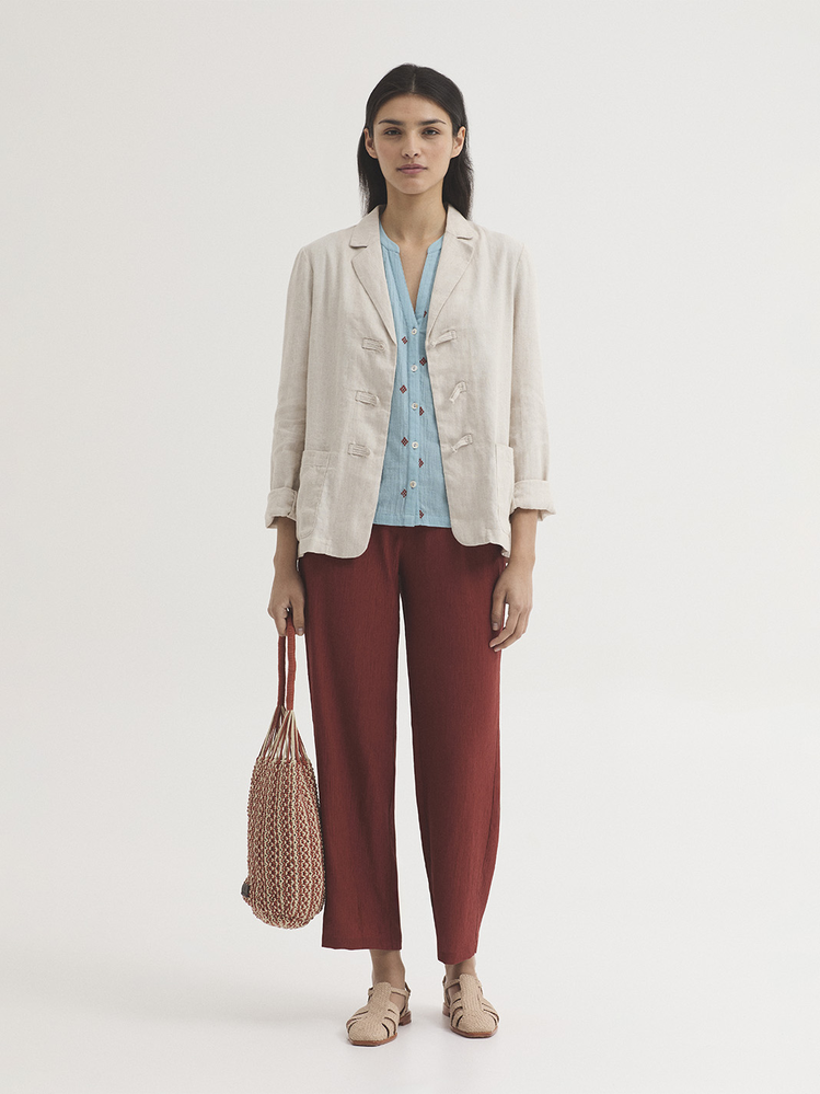 Nice Things Nice Things - blouse diamond embroidery - light turquoise