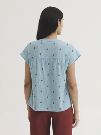 Nice Things Nice Things - blouse diamond embroidery - light turquoise