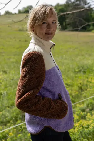 Danefae Danefae - danebirk fleece zip-up - light lilac/light beige/dark wine