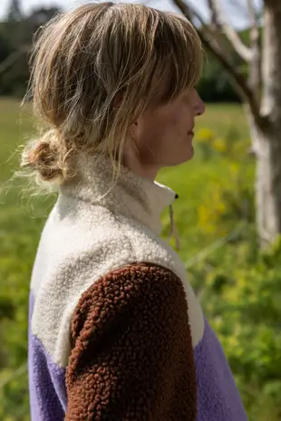 Danefae Danefae - danebirk fleece zip-up - light lilac/light beige/dark wine