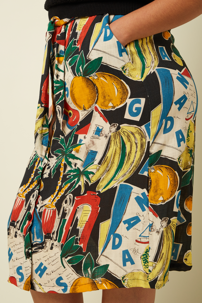 King Louie King Louie - lola button skirt tropez - black